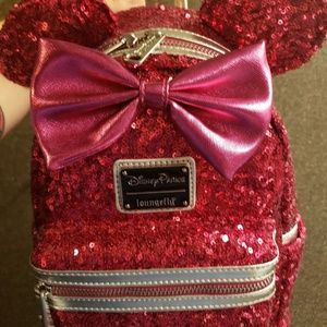 Loungefly Pink Sequined Minnie backpack/purse